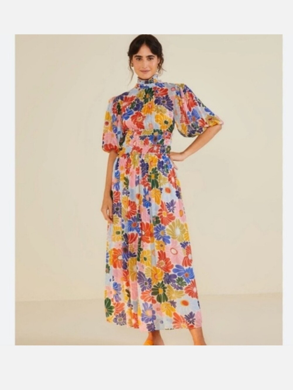 FARM RIO SUNNY DAISIES SAND DRESS